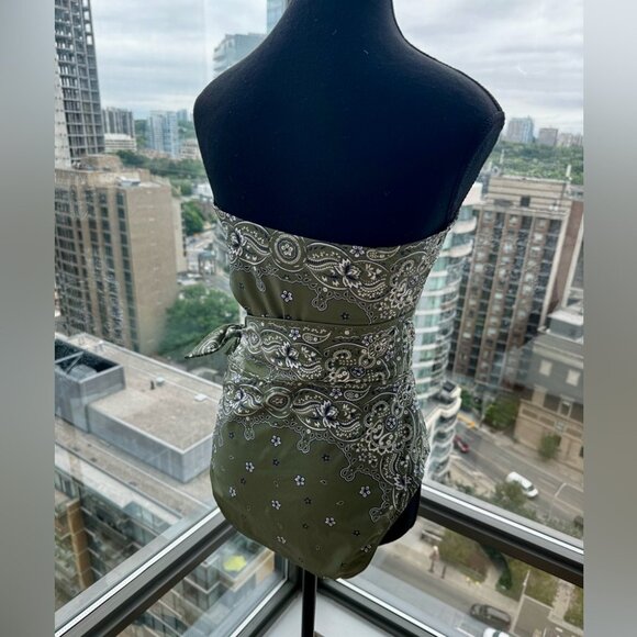 🆕 ZIMMERMANN 🧿 NWOT Paisley Scarf Sculpt Bandeau Swimsuit - Sz 3 - US 8, Green - Picture 8 of 15